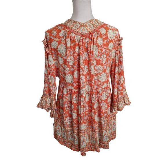 FREE PEOPLE MOONLIGHT DANCE ORANGE & CREAM TUNIC SZ.XS EUC - Picture 6 of 10